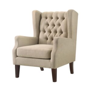 Irwin Beige Linen Button Tufted Wingback Chair From Lilola Home