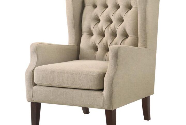 Irwin Beige Linen Button Tufted Wingback Chair From Lilola Home