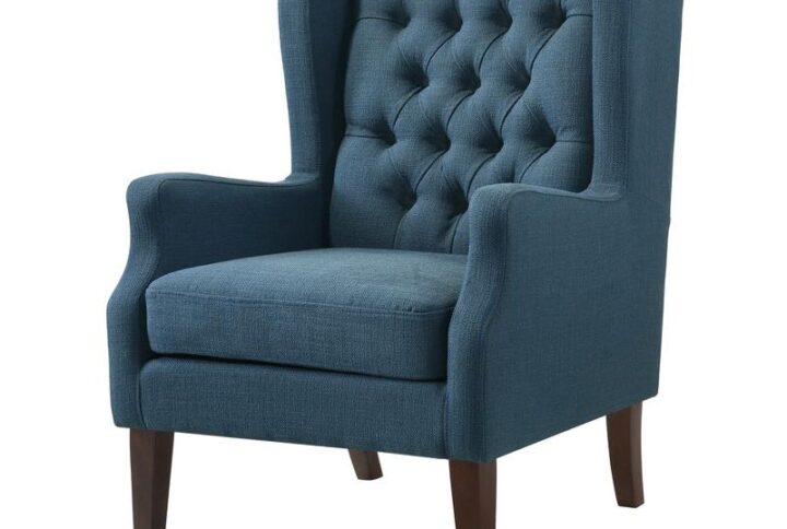 Irwin Blue Linen Button Tufted Wingback Chair From Lilola Home