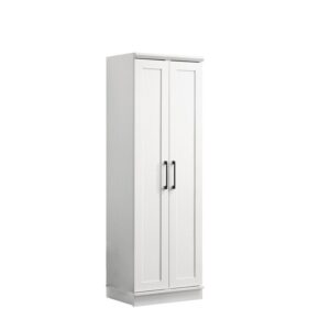 Evelyn White Sleek Storage Cabinet with Framed Panel Design From Lilola Home