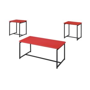 GT 3 Piece Red Carbon Fiber Wrap Coffee Table and End Table Set From Lilola Home