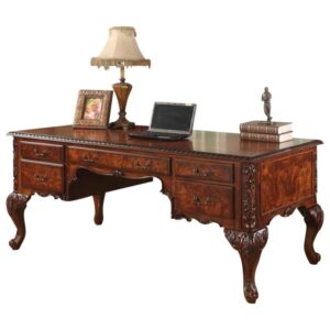 Best Master CDExecutive 72" Wood Office Desk With Hand Carved Designs in Cherry From Best Master Furniture