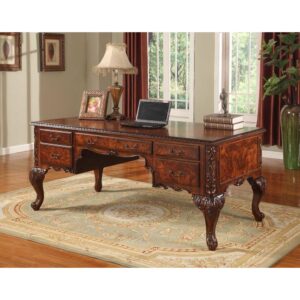 Best Master CDExecutive 72" Wood Office Desk With Hand Carved Designs in Cherry From Best Master Furniture