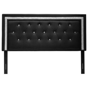 Best Master Faux Leather Full/Queen Headboard Tufted Crystal Rhinestone in Black From Best Master Furniture