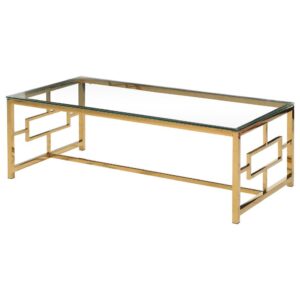 Best Master Stainless Steel and Glass Coffee Table in Clear/Gold Base From Best Master Furniture