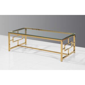 Best Master Stainless Steel and Glass Coffee Table in Clear/Gold Base From Best Master Furniture