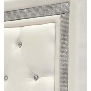 Best Master Faux Leather Full/Queen Headboard Tufted Crystal Rhinestone in White From Best Master Furniture