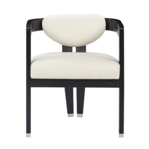 Mel Cream Faux Leather with Black Leg Dining Armchair