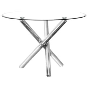 Best Master Beverly 43" Round Glass w/Stainless Steel Legs Dining Table - Silver From Best Master Furniture