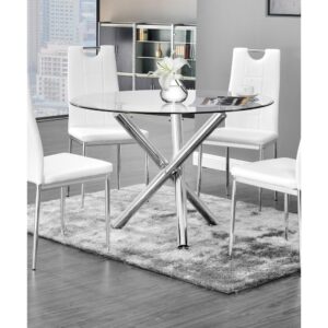 Best Master Beverly 43" Round Glass w/Stainless Steel Legs Dining Table - Silver From Best Master Furniture