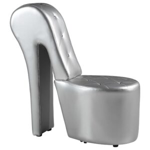 Best Master High Heel Faux Leather Crystal Studs Shoe Chair in Silver From Best Master Furniture