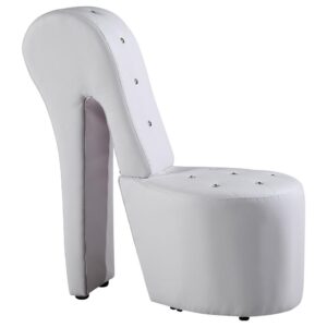 Best Master High Heel Faux Leather Crystal Studs Shoe Chair in White From Best Master Furniture