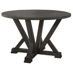 Best Master Solid Wood Round Dining Table in Antique Rustic Gray From Best Master Furniture