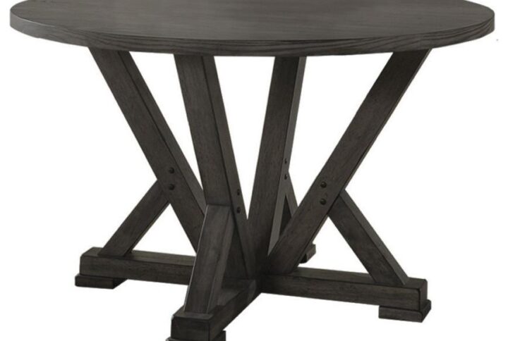 Best Master Solid Wood Round Dining Table in Antique Rustic Gray From Best Master Furniture