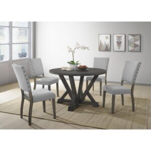 Best Master Solid Wood Round Dining Table in Antique Rustic Gray From Best Master Furniture