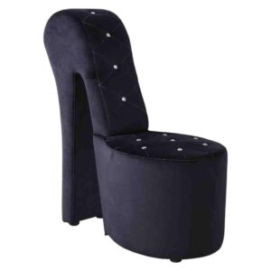 Best Master Furniture Tristram 19" Velvet High Heel Shoe Chair in Black From Best Master Furniture