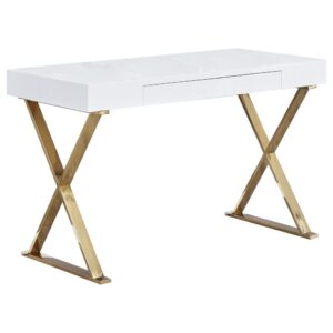 Best Master Modern Stainless Steel Frame Computer Desk - Gold High Gloss From Best Master Furniture