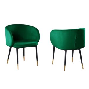 Hemingway Velvet Upholstered Side Chair in Green From Best Master Furniture