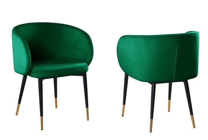 Hemingway Velvet Upholstered Side Chair in Green From Best Master Furniture