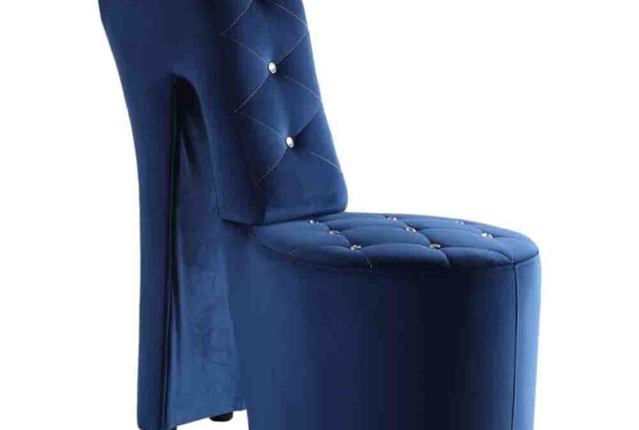 Best Master Furniture Tristram 19" Velvet High Heel Shoe Chair in Navy Blue From Best Master Furniture