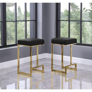 Dorrington Faux Leather Backless Counter Height Stool in Black/Gold (Set of 2) From Best Master Furniture