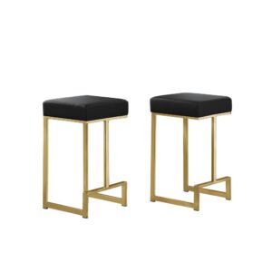 Dorrington Faux Leather Backless Counter Height Stool in Black/Gold (Set of 2) From Best Master Furniture