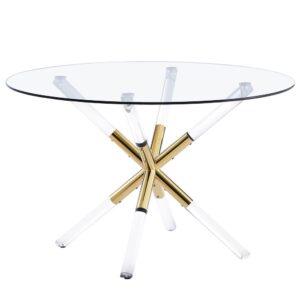 Best Master Dalton Round Glass Gold Dining Table From Best Master Furniture