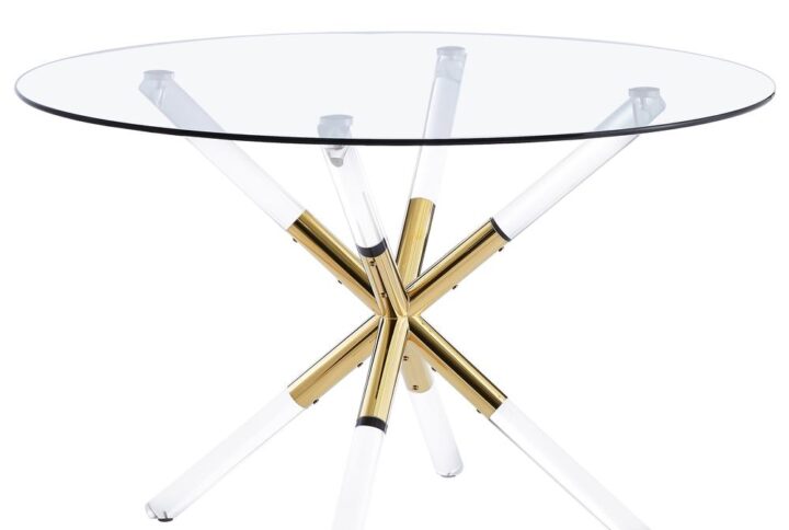 Best Master Dalton Round Glass Gold Dining Table From Best Master Furniture