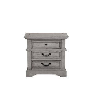 Stonebrook 3-Drawer Nightstand - Light Distressed Antique Gray From American Woodcrafters