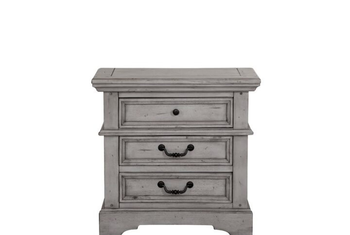 Stonebrook 3-Drawer Nightstand - Light Distressed Antique Gray From American Woodcrafters