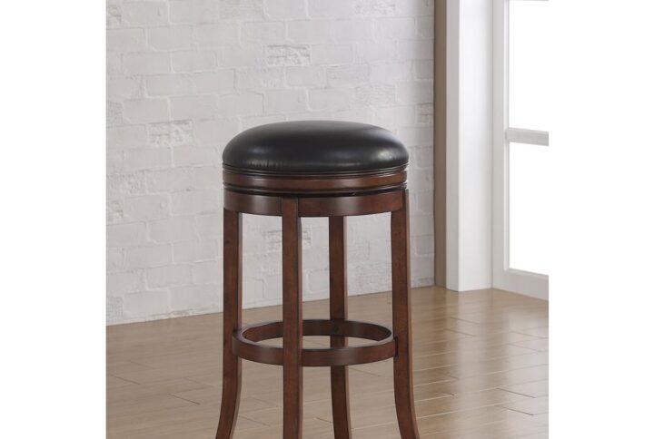 Stella 34" Backless Swivel Stool - Medium Walnut From American Woodcrafters