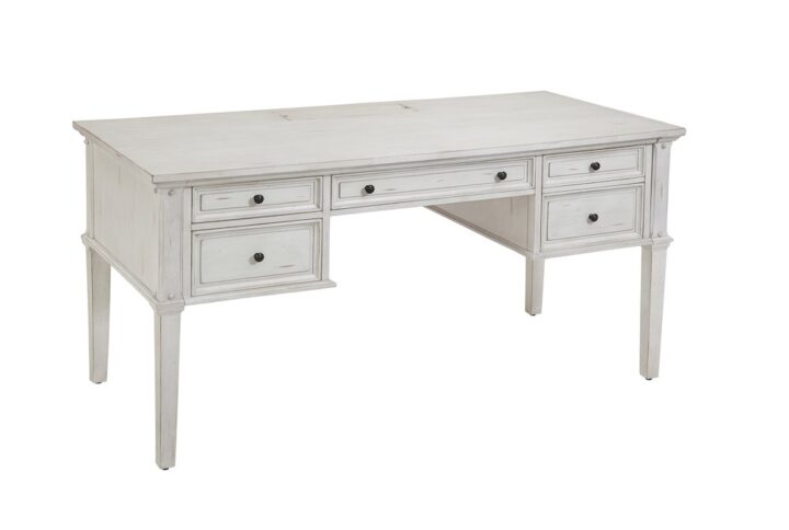 Sedona 60" Storage Desk with Power - Cobblestone White From American Woodcrafters