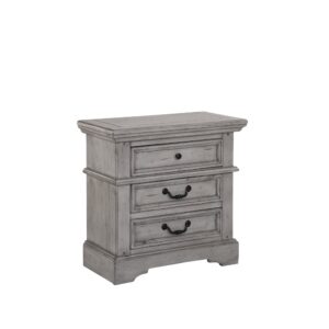 Stonebrook 3-Drawer Nightstand - Light Distressed Antique Gray From American Woodcrafters