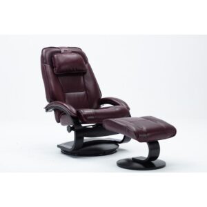 Relax-R™ Brampton Recliner and Ottoman in Merlot Top Grain Leather From Progressive Furniture