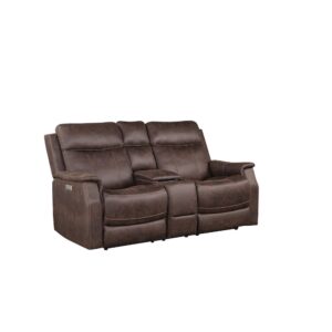 Valencia Dual Power Reclining Console Loveseat - Walnut From Steve Silver