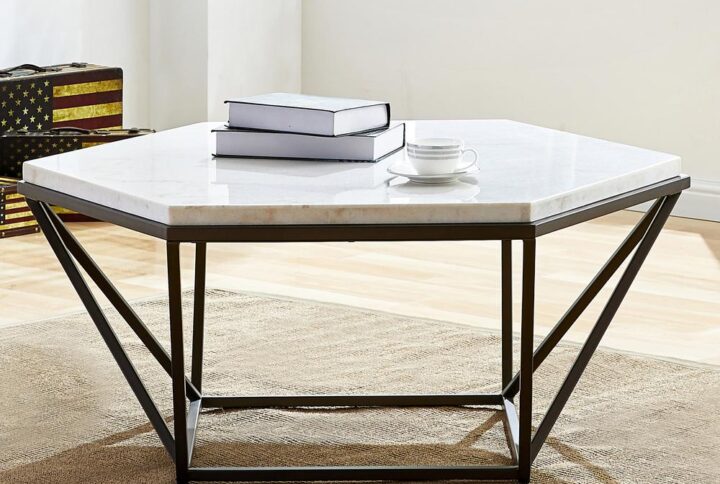 Corvus White Marble Top Cocktail Table From Steve Silver