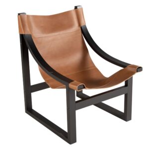 Lima Natural Leather Sling Chair/Black Frame From Steve Silver