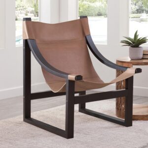 Lima Natural Leather Sling Chair/Black Frame From Steve Silver