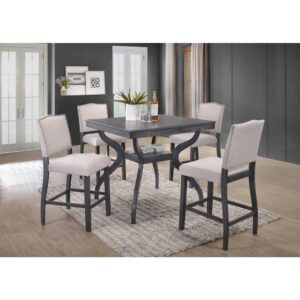 5 PC Dining Set: 1 Counter Height Dining Table and 4 Upholestered Counter Height Chairs with Nailhead Trim and Footrest From Best Quality Furniture