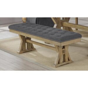 Cushioned dining bench in gray linen fabric From Best Quality Furniture