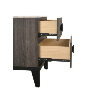 Madelyn night stand in Rustic Gray Walnut and Faux Marble Top From Best Quality Furniture