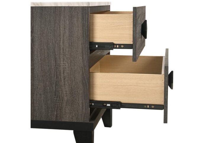 Madelyn night stand in Rustic Gray Walnut and Faux Marble Top From Best Quality Furniture