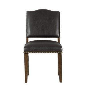 Denver Brown Faux Leather Dining Chair with Nail Heads - Set of 2 From Comfort Pointe