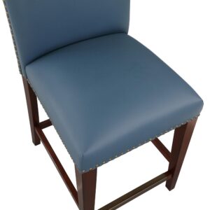 Bristol Stationary Blue Faux Leather Counter Stool with Nail Heads From Comfort Pointe