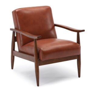 Austin Caramel Leather Gel Wooden Base Accent Chair From Comfort Pointe