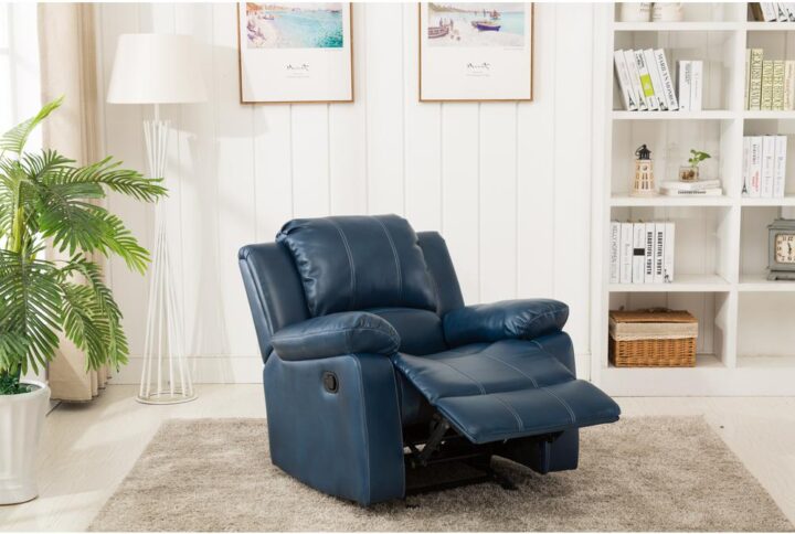 Clifton Navy Blue Leather Gel Glider Rocker Recliner From Comfort Pointe