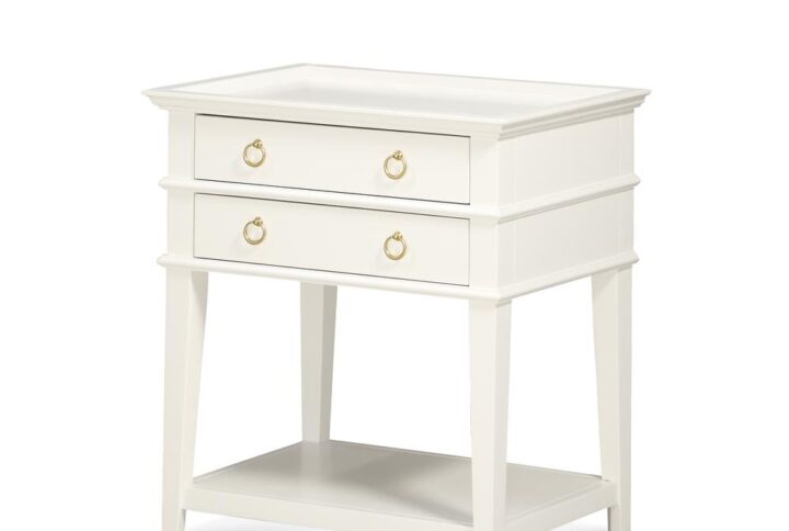 Clara White 2-Drawer Tray Top Nightstand From Comfort Pointe