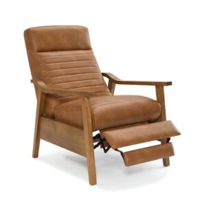 Arthur Wood Arm Push Back Recliner - Saddle Brown From Comfort Pointe