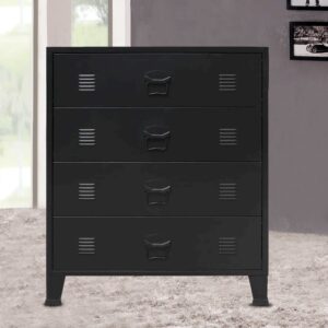 vidaXL Chest of Drawers Metal Industrial Style 30.7"x15.7"x36.6" Black