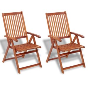 vidaXL Folding Garden Chairs 2 pcs Solid Acacia Wood Brown